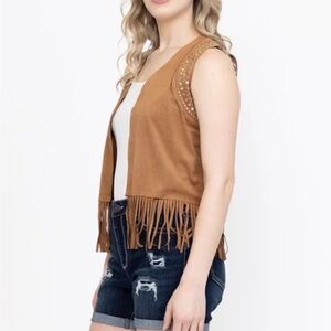 Warehouse One Faux Suede Fringe Open Front Jacket – Size 1X/2X (NWT)